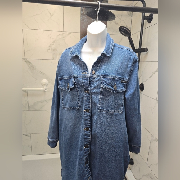 CK JEANS CALVIN KLEIN DENIM SHIRT DRESS M - Picture 2 of 12